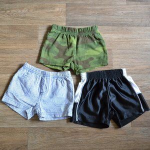 New Carter's Shorts Bundle Set Camo, Athletic, Striped Size 3 Months